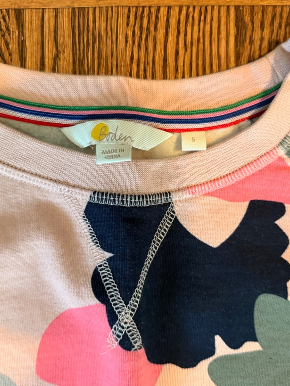 Boden Floral Print Sweatshirt Pink Multicolor Women’s Size S - Picture 2 of 4